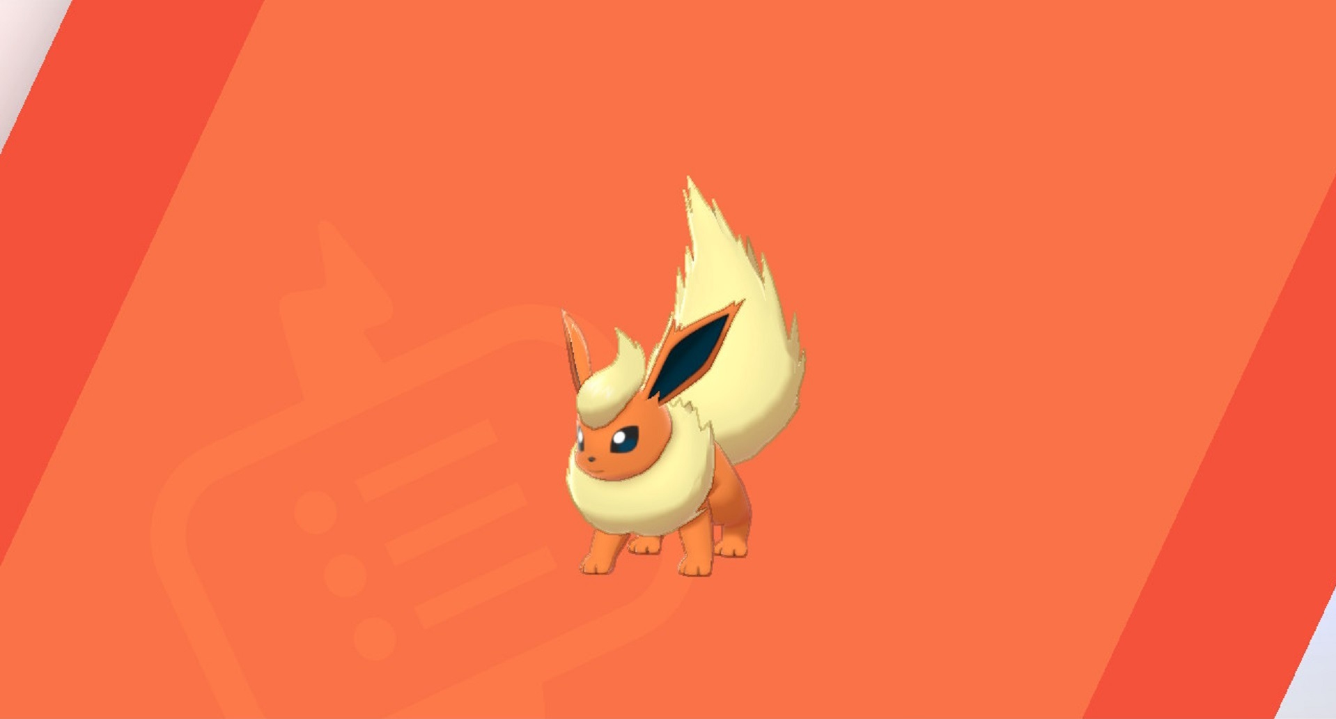 Pokémon Eevee evolutions: Flareon against a red background.