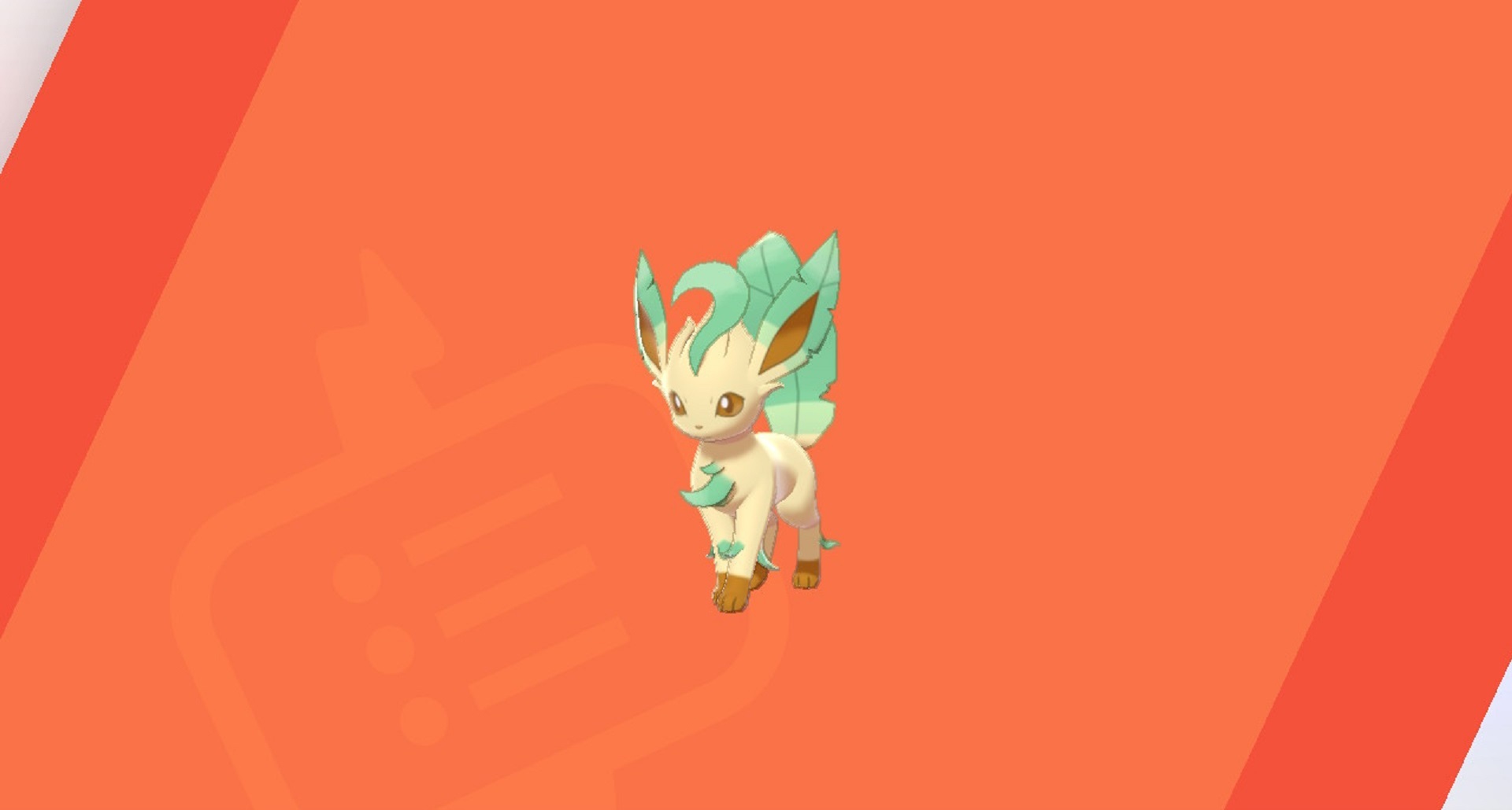 Pokémon Eevee evolutions: Leafeon against a red background.