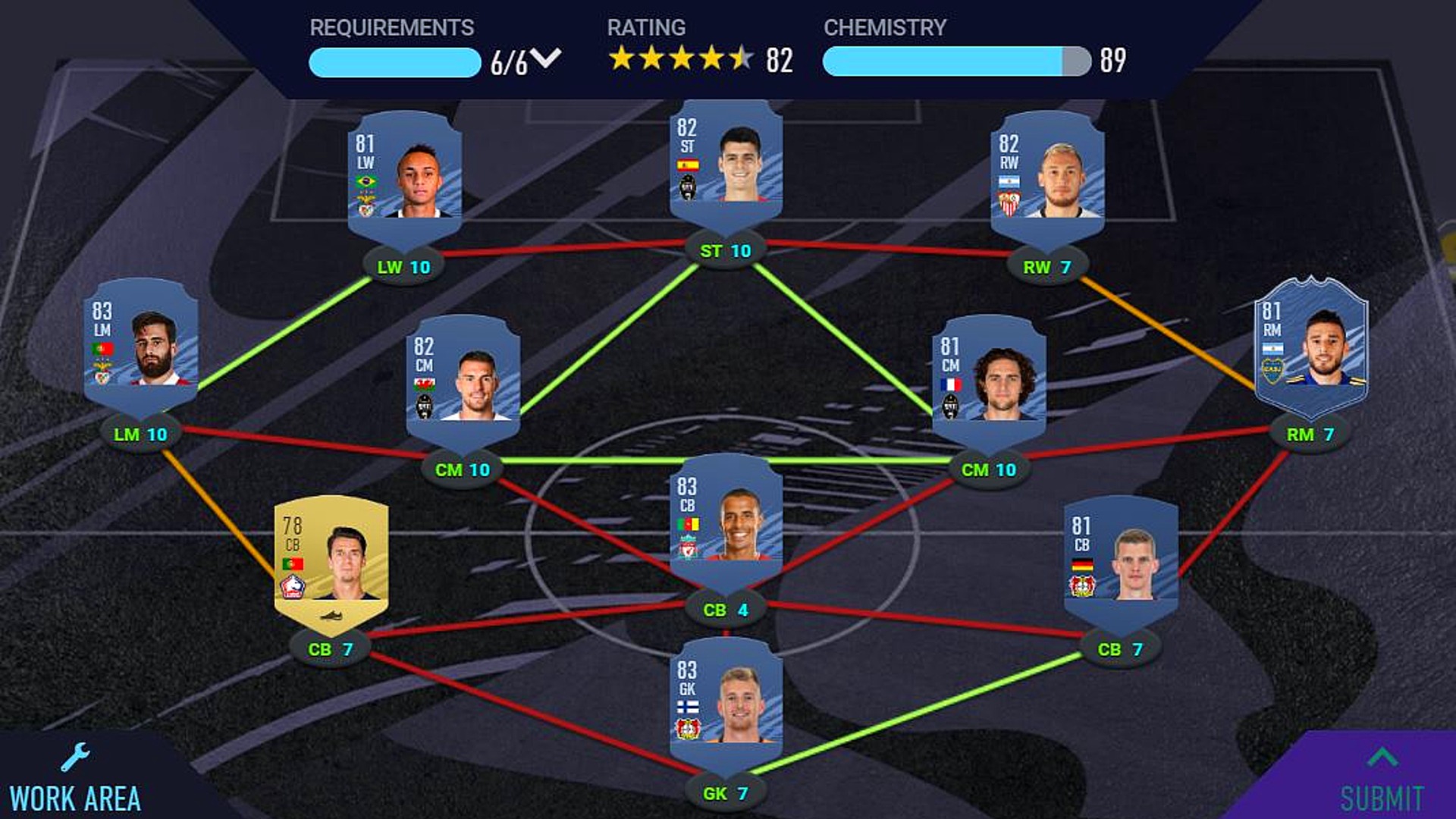 FIFA 21 Puzzle Master SBC: A strong team formation in the team setup menu.