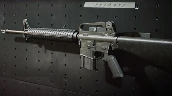 Best M16 Warzone loadout: the Tactical Rifle hanging on a wall
