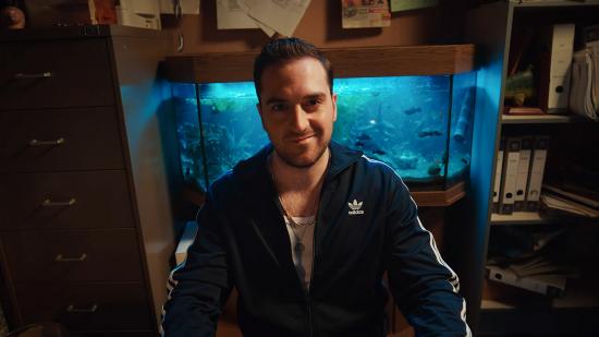 G2 ocelote in an Adidas tracksuit