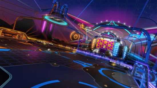 Rocket League's Neon Fields arena, which is getting an effect intensity option in the next update