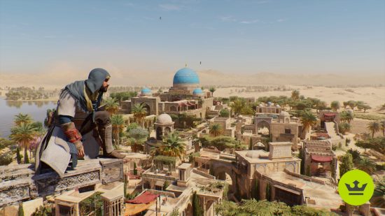 Best Xbox One games: Basim overlooking a city at day in Assassin's Creed Mirage.