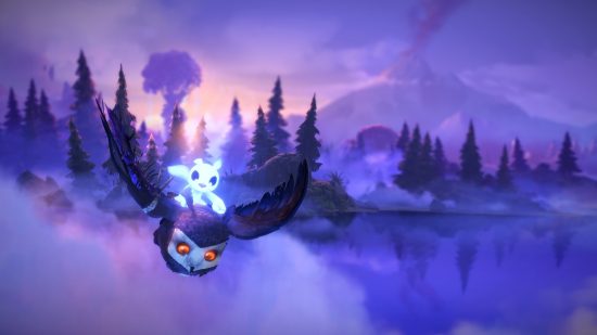 Best Xbox One games: Ori flying on a bird in Ori and the Will of the Wisps.