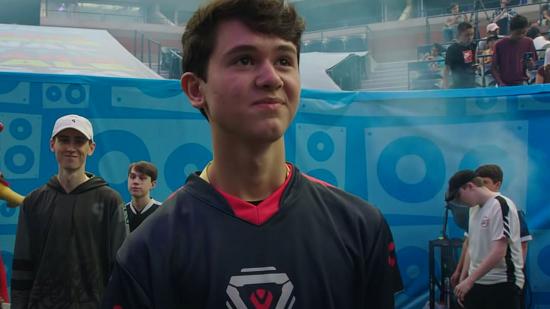 Fortnite pro Bugha walking on stage at the Fortnite World Cup