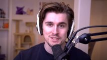 Twitch streamer and YouTuber Ludwig wearing headphones and speaking into his microphone