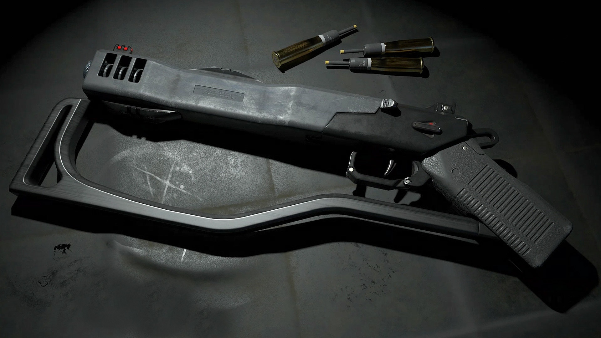 Rainbow Six Siege Operation Crimson Heist: The GONNE-6 secondary weapon in Siege, lying on a black metal surface.