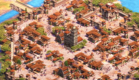 A sprawling city in Age of Empires II: Definitive Edition
