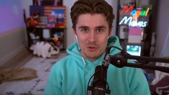 Twitch streamer Ludwig in a mint green hoodie