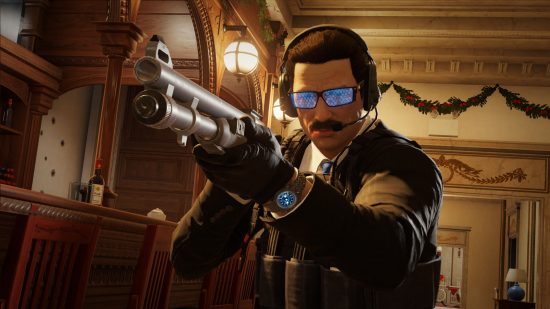Rainbow Six Siege Ranks: un operator în ochelari de soare și o mustață care purta o pușcă