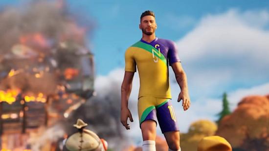 Neymar walking away from an explosion in Fortnite