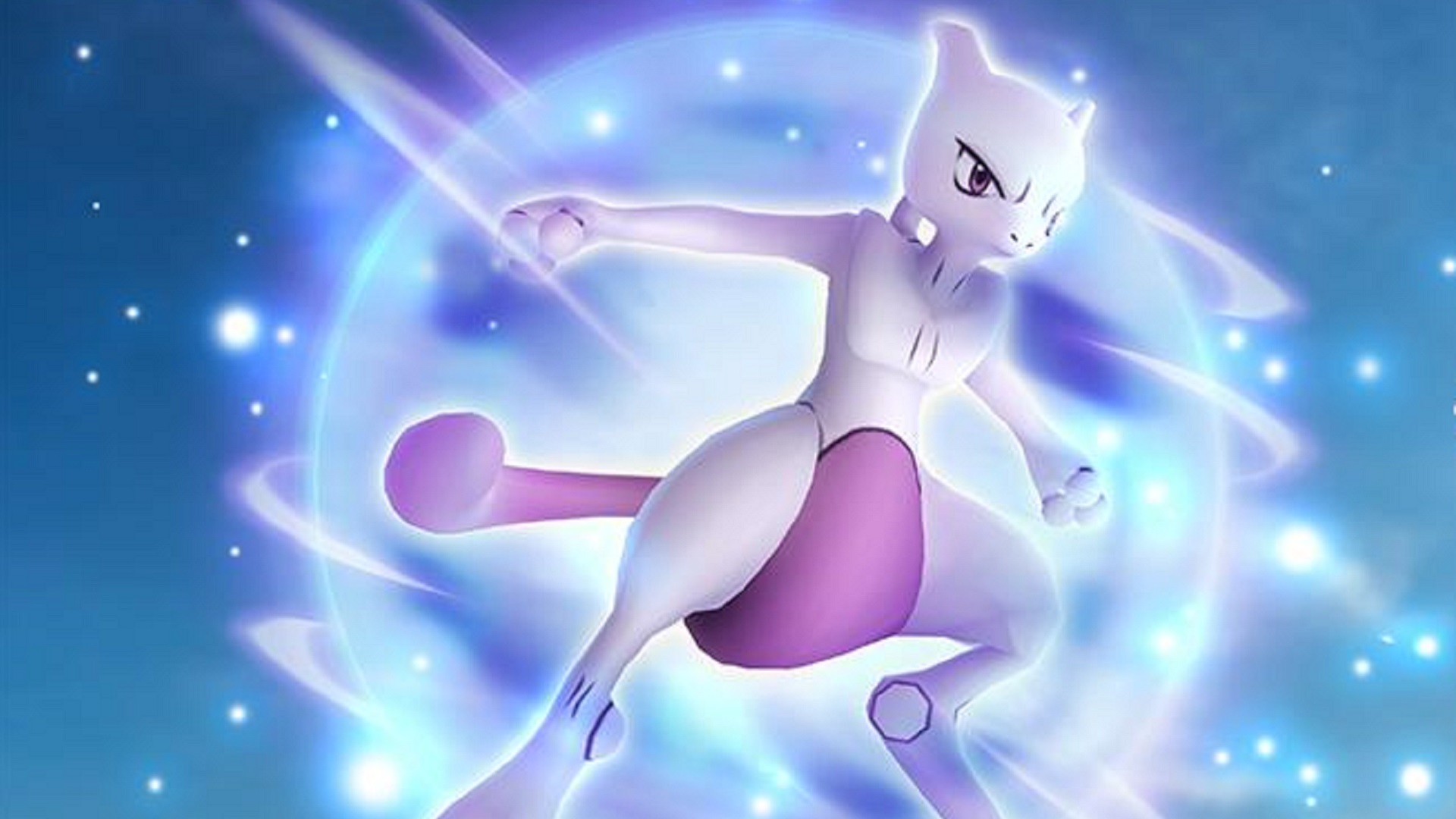 Pokémon GO Pancham: Mewtwo powers up to use a powerful attack.