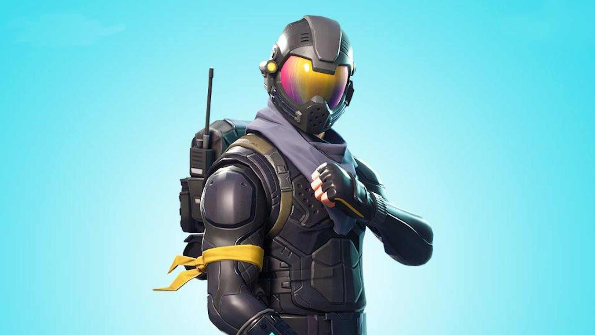 Rarest Fortnite skins: Rogue Agent posing with their left arm raised across their chest.
