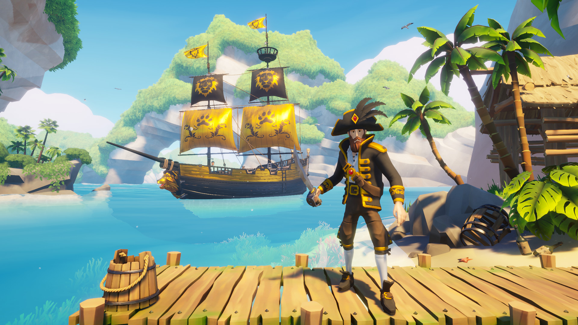 Games like Fortnite: Blazing Sails. Image shows a pirate near the ocean.
