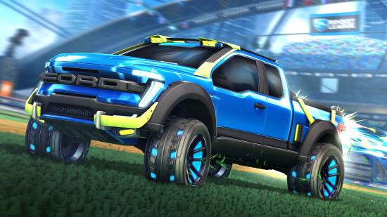 Rocket League codes: A blue Ford truck in Rocket League