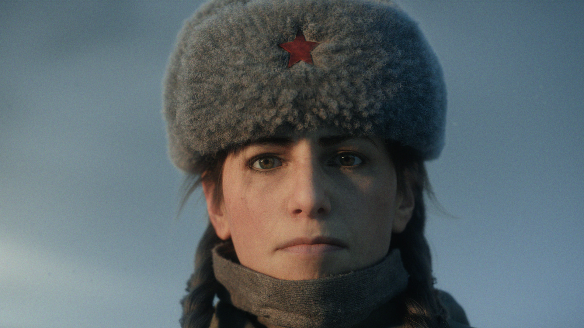 Call of Duty Vanguard release date: A close-up of a feminine character wearing a large, Soviet hat.