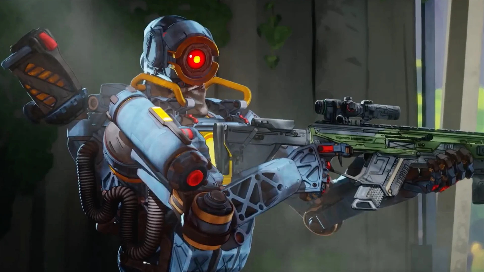 Free shooting games: Apex Legends. A screnshot shows a Pathfinder holds a sniper rifle