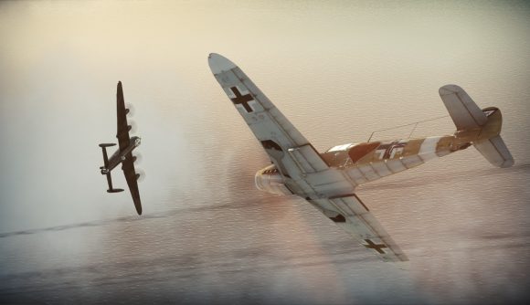 Free shooting games: War Thunder. A screenshot showsThree planes in a dogfight over the sea