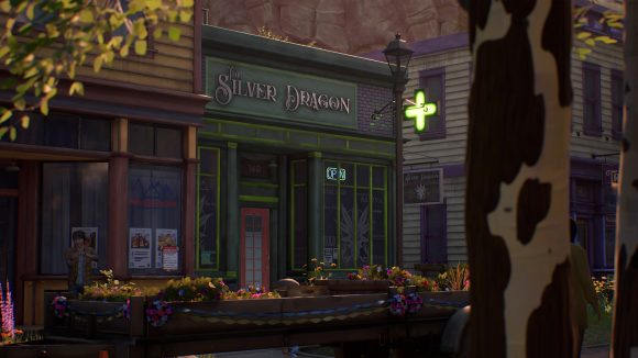 The outer fascia of Haven's cannabis dispensary in Life is Strange: True Colors