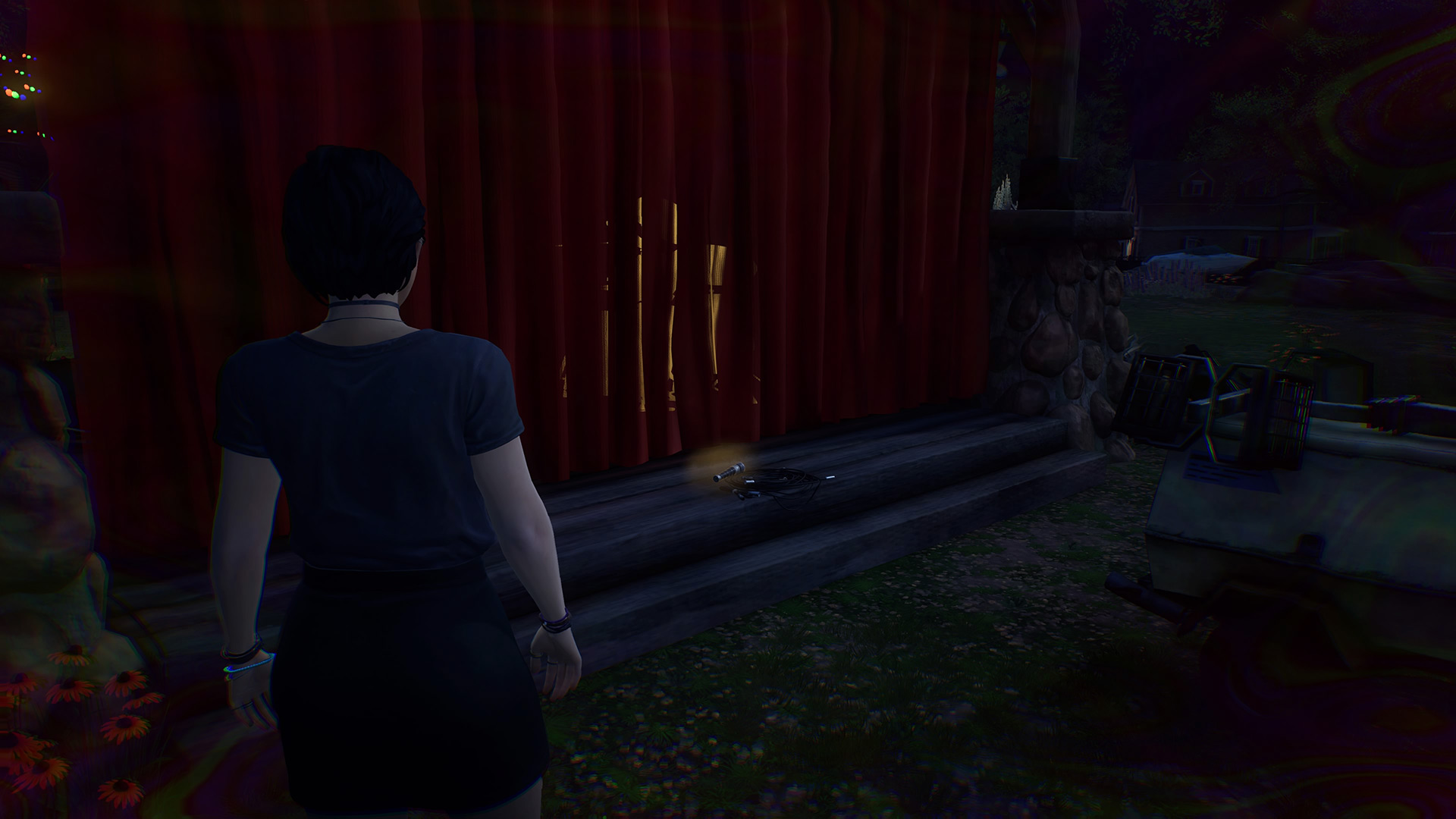 Life is Strange True Colors memory locations: Alex looking at a microphone on the floor of a stage.