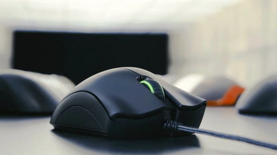 A black Razer DeathAdder Essential gaming mouse