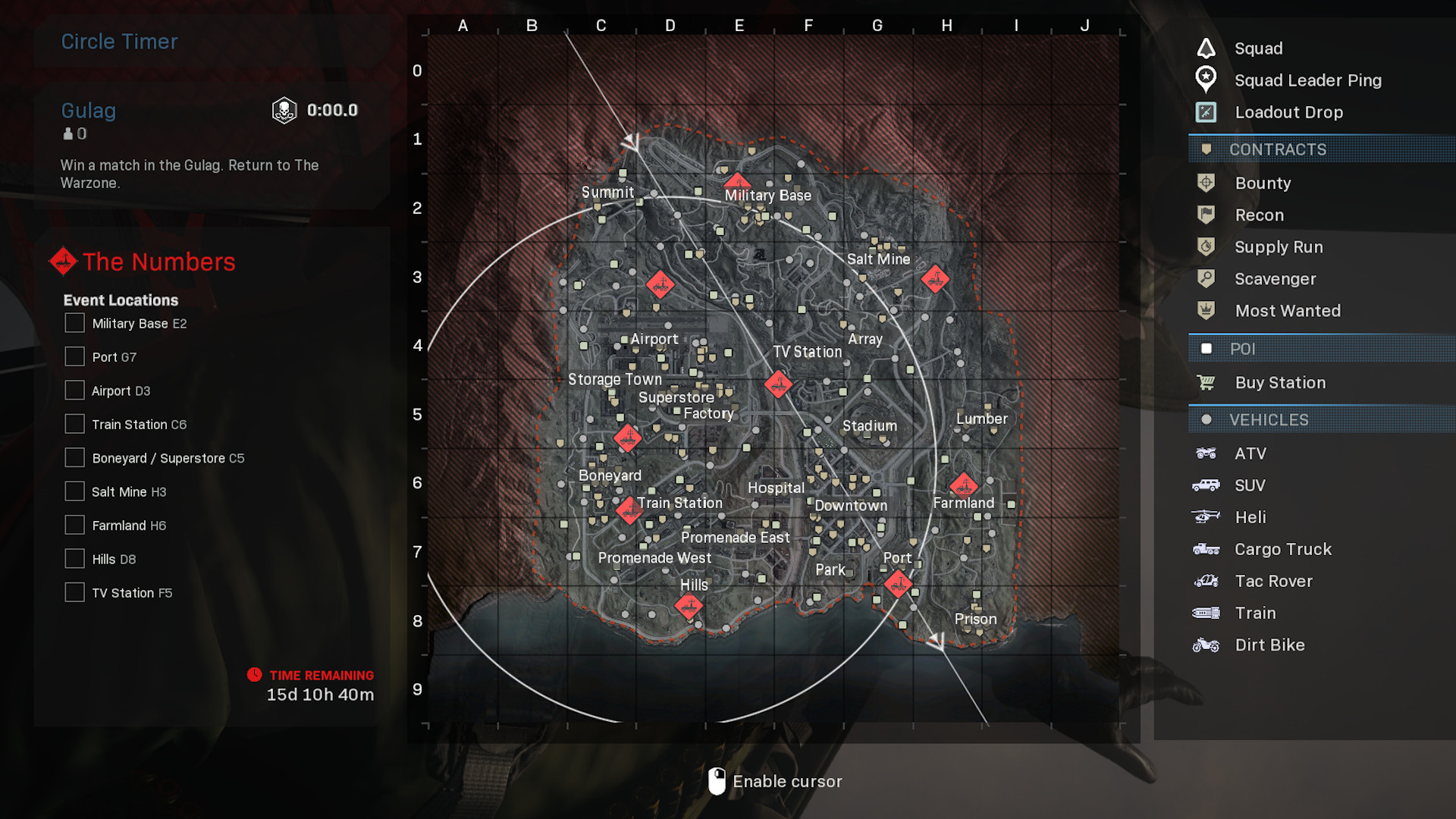 Warzone Mobile Broadcast Locations: The locations of the mobile broadcast stations on the map screen.