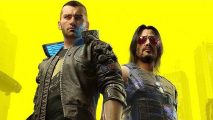 Cyberpunk 2077 PS5 and Xbox Series SX Upgrade Delay 2022: V and Johnny Silverhand stand back to back in Cyberpunk's cover art.