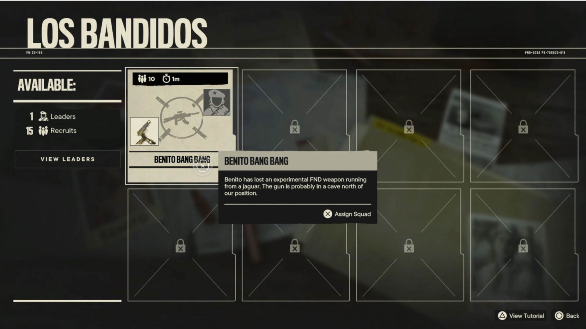 Far Cry 6 Bandidos Operations: The menu can be seen which showcases the Bandido Operations available. 