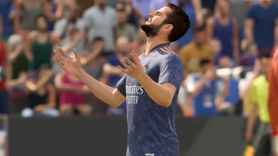 FIFA 22 meta: Isco looks up to the sky in disbelief after missing a shot on goal