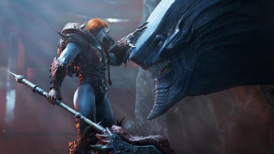 Guardians of the Galaxy Archives locations: Lady Hellbender can be seen comforting one of her beasts.