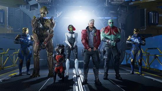 Guardians of the Galaxy length: All five guardians can be seen standing in a Nova Corps ship handcuffed, with guards around them.