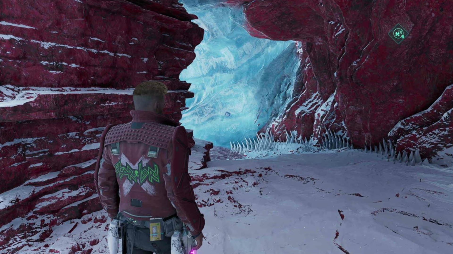 Guardians of the Galaxy outfit locations: Star-Lord can be seen looking at the ice cave ahead.