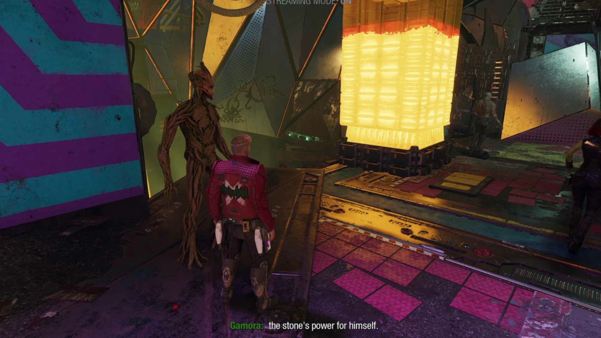 Guardians of the Galaxy outfit locations: Star-Lord is looking at the black panel which can be pulled off.