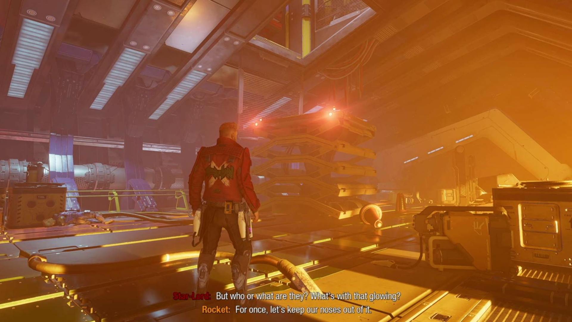 Guardians of the Galaxy outfit locations: Star-Lord is staring at the lift leading up to the next area of the level.