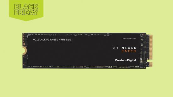 Black Friday SSD deals: A WD_Black SN850 drive on a green background