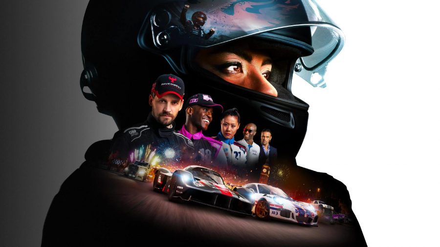 Grid Legends: Multiple racers can be seen in the game's official art with some cars beneath them.