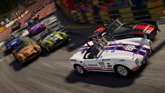 Grid Legends Release Date: Multiple cars can be seen racing on a track.