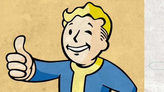 Vault Boy from the front cover of Fallout: The Vault Dweller's Cookbook.