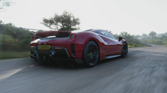Forza Horizon 5 Ultimate Speed Skills: The Ferrari 488 Pista 2019 can be seen in the country roads.
