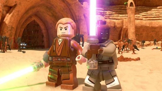 Lego Star Wars The Skywalker Saga Multiplayer: Anakin and Mace Windu in the Geonosis Arena