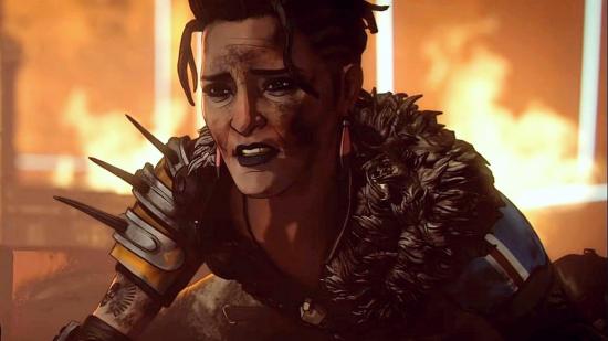Apex Legends Maggie Leaks: An image of Maggie looking distraught from the Stories from the Outlands Short Good as Gold