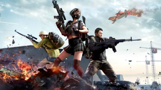 PUBG PlayStation Downloads January 2022: Three PUBG characters fighting back to back