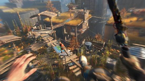 Dying Light 2 Best Blueprints: Aiden can be seen jumping towards an enemy.
