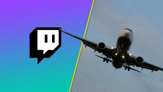 Twitch plane storm: A twitch logo with a plane next to it