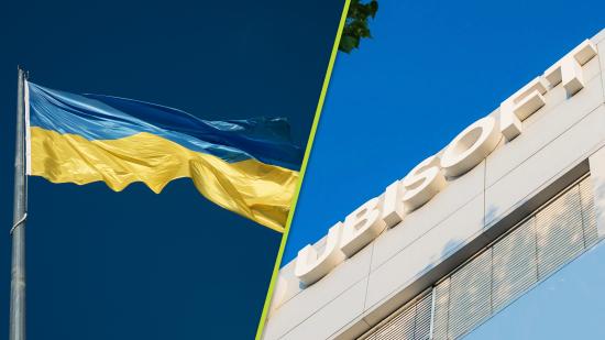 Ubisoft Ukraine: A Ukrainian flag flies next to the Ubisoft building in Kiev