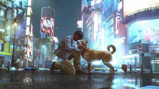 Ghostwire Tokyo how to earn Meika fast: Akito can be seen petting a dog