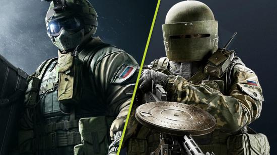 Rainbow Six Siege Russian operator bios removed: A split image showing Fuze and Tachanka, two Spetsnaz operators from R6 Siege