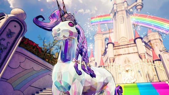 Tiny Tina's Wonderlands Mission List: Butt Stallion can be seen in front of a castle's gates