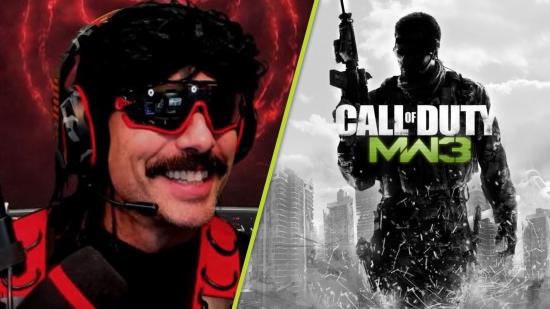 Dr Disrespect MW3 easter egg: A split image of streamer Dr Disrespect and the front cover of Call of Duty Modern Warfare 3
