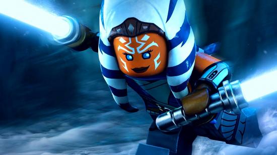 Lego Star Wars The Skywalker Saga split-screen co-op:: An image of Lego Ahsoka from the Mandalorian DLC pack